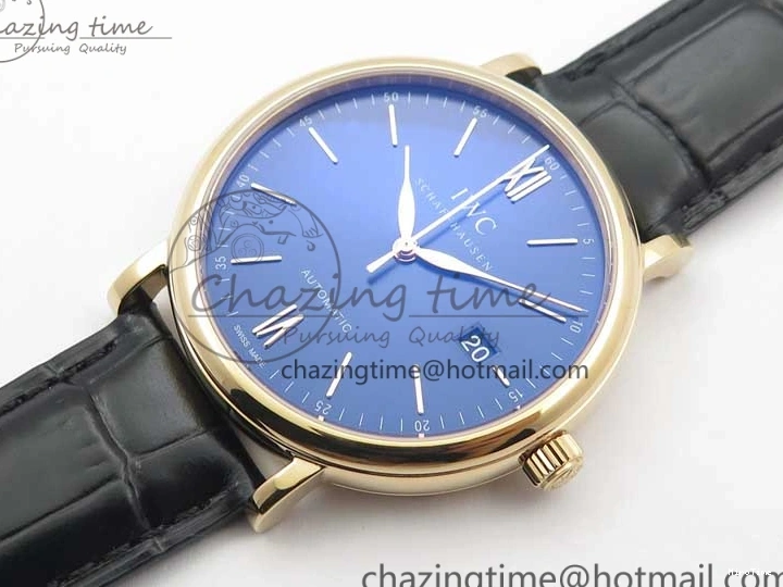 MIROTIME 0319 MoistureWicking Portofino Automatic RG IW356522 FKF 1:1 Best Edition Blue Dial on Black Croco Strap A 7109